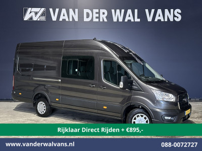 Ford Transit 2.0 TDCI 185pk L4H3 Dubbele Cabine Euro6 *Rijklaar Direct Rijden* Airco | 6-Zits | Camera | Cruisecontrol Parkeersensoren, 2800kg trekvermogen