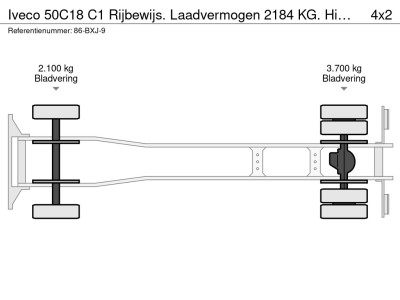 Iveco 50C18 C1 Rijbewijs. Laadvermogen 2184 KG. Hi-Matic Bak+klep 1.000 kg 12
