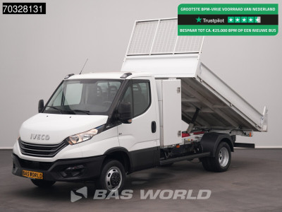 Iveco Daily 35C14 Automaat Dubbellucht Kipper met Kist 3,5t Trekhaak Airco Cruise Euro6 Tipper Benne Kieper Airco Trekhaak Cruise control