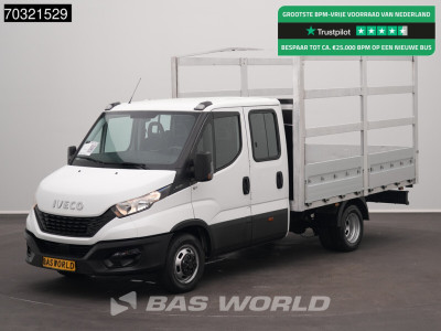 Iveco Daily 35C14 Dubbel Cabine Open Laadbak Huif Dubbellucht Airco 3,5t Trekgewicht Euro6 Prtische Pickup Open Airco