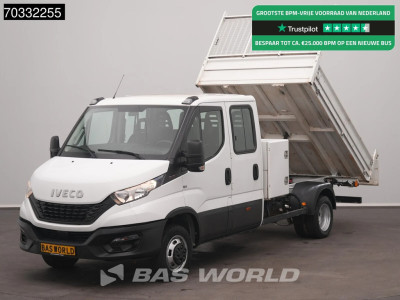 Iveco Daily 35C16 3.0 160PK Kipper Dubbele Cabine 3,5t Trekhaak Dubbellucht Airco Cruise Euro6 Tipper Benne Kieper Airco Trekhaak Cruise control