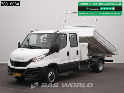 Iveco Daily 35C16 3.0L Kipper met Kist Dubbel Cabine Dubbellucht 3,5t Trekhaak Navi Airco Cruise Camera Euro6 Tipper Benne Kieper Airco Trekhaak Cruise control