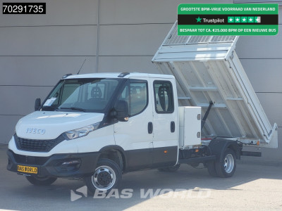 Iveco Daily 35C16 3.0L Open Laadbak met Kist Dubbel Cabine Dubbellucht 3,5t Trekhaak Navi Airco Cruise Camera Euro6 Pritsche Pickup Open Box 2m3 Airco Trekhaak Cruise control
