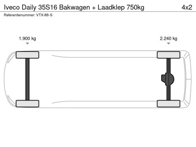 Iveco Daily 35S16 Bakwagen + Laadklep 750kg 16