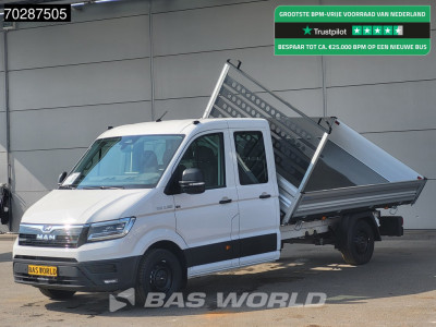 MAN TGE 3.180 Driezijdige Kipper Automaat Dubbel Cabine 2025 Facelift 180PK Trekhaak LED Navi ACC Airco Cruise Euro6 Kipper Tippe Benne Kieper DC Doka Mixto 3m3 Airco Trekhaak Cruise control
