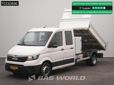 MAN TGE 5.120 Dubbel Cabine Kipper met Kist Dubbellucht 3,5t Trekhaak Airco Cruise Camera Euro6 Tipper Benne Kieper Airco Trekhaak Cruise control