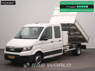 MAN TGE 5.120 Dubbel Cabine Kipper met Kist Dubbellucht 3,5t Trekhaak Airco Cruise Navi Camera Euro6 Tipper Benne Kieper Airco Trekhaak Cruise control