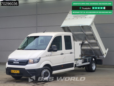 MAN TGE 5.120 Kipper met Kist Dubbel Cabine 3,5t Trekhaak Navi Camera Airco Cruise Euro6 Tipper Benne Kieper Airco Trekhaak Cruise control