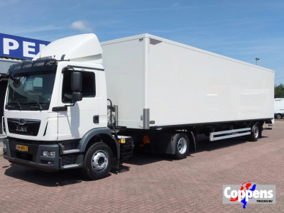 MAN TGM 15.290 Trekker + Heiwo city trailer geisoleerd + klep Dhollandia 2500 KG