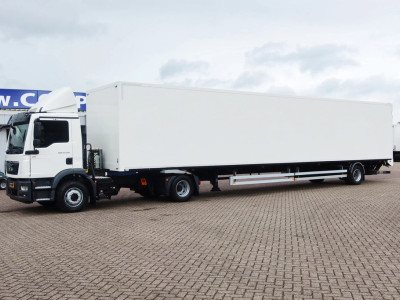 MAN TGM 15.290 Trekker + Heiwo city trailer geisoleerd + klep DHollandia 2000kg 11