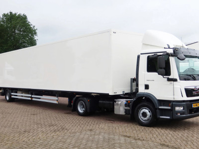 MAN TGM 15.290 Trekker + Heiwo city trailer geisoleerd + klep DHollandia 2000kg 2