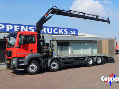 MAN TGS 35.360 8X2  Euro 6 Oprijwagen + HIAB 228 E 3 kraan. Radio grafisch + winch