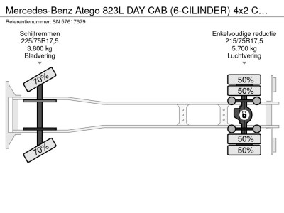 Mercedes-Benz Atego 823L DAY CAB (6-CILINDER) 4x2 CHASSIS (MANUAL GEARBOX / SPER DIFFERENTIAL / 6-CILINDER ENGINE / AIRCONDITIONING / ETC.) foto 13