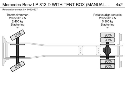 Mercedes-Benz LP 813 D WITH TENT BOX (MANUAL GEARBOX / FULL STEEL SUSPENSION / LOADING PLATFORM / ALUMINIUM SIDE BORDS) foto 13