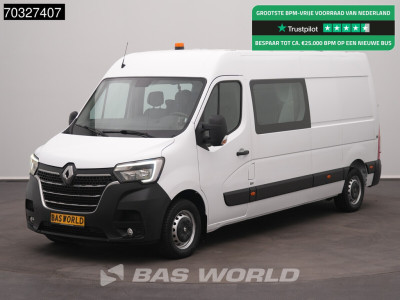 Renault Master 135PK Dubbel Cabine L4H2 LED Airco Parkeersensoren Werkplaatsinrichting Zwaailampen Euro6 L4 Long DC Doka Mixto Airco Cruise control