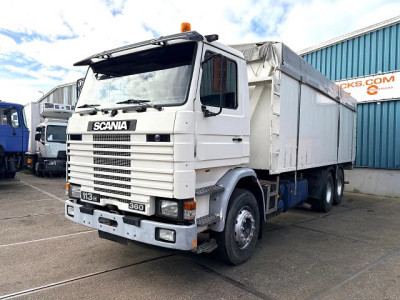 Scania R113-360 HL 6x2 FULL STEEL SUSPENSION BULK KIPPER (MANUAL GEARBOX / FULL STEEL SUSPENSION / 10 TIRES / 2x P.T.O. / LIFT-AXLE / ETC.)