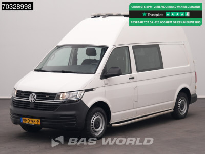 Volkswagen Transporter 150PK Automaat Hoog Dak Dubbel Cabine L2H2 Trekhaak Navi Airco Camera Parkeersensoren 230v Omvormer Euro6 L2 DC Doka Mixto High Roof Hohes Dach Airco Trekhaak