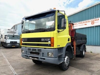 DAF 65 -180ATI 4x4 FULL STEEL 3-WAY KIPPER AND PALFINGER CRANE (EURO 2 / MANUAL GEARBOX / FULL STEEL SUSPENSION / ETC.)