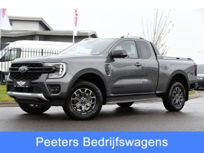Ford Ranger 2.0 Super Cab EcoBlue Wildtrak Adaptieve Cruise, 360 Camera, Carplay, 3500kg Trekhaak, LEDER, LED, 204pk, Automaat, Uniek!