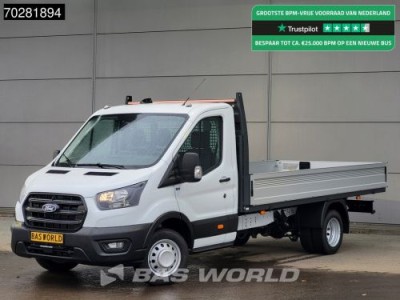 Ford Transit 165pk Open Laadbak 3,5t Trekhaak Dubbellucht Airco Cruise Camera Parkeersensoren Euro6 Pritsche Pickup Airco Trekhaak Cruise control