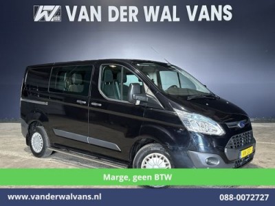 Ford Transit Custom 2.2 TDCI L1H1 Dubbele Cabine **Marge, GEEN BTW** Airco | 6-Zits | Navigatie | Cruisecontrol Parkeersensoren, Sidebars