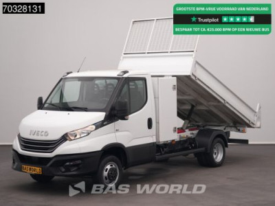 Iveco Daily 35C14 Automaat Dubbellucht Kipper met Kist 3,5t Trekhaak Airco Cruise Euro6 Tipper Benne Kieper Airco Trekhaak Cruise control