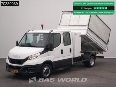 Iveco Daily 35C14 Kipper Dubbel Cabine met Kist Huif Dubbellucht 3,5t Trekhaak Airco Camera Euro6 Tipper Benne Kieper Airco Trekhaak Cruise control