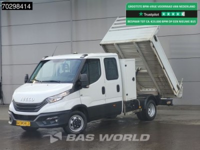 Iveco Daily 35C14 Kipper met Kist Dubbel Cabine 3,5t Trekhaak Dubbellucht Airco Cruise Euro6 Tipper Benne Kieper Airco Trekhaak Cruise control