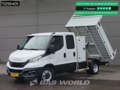 Iveco Daily 35C14 Kipper met Kist Dubbel Cabine Dubbellucht 3,5t Trekhaak Airco Cruise Euro6 Kieper Tipper Benne Airco Trekhaak Cruise control