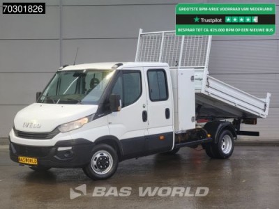Iveco Daily 35C14 Kipper met Kist Dubbel Cabine Dubbellucht 3,5t Trekhaak Airco Cruise Euro6 Tipper Benne Kieper Airco Trekhaak Cruise control
