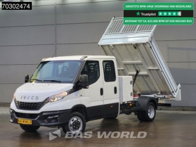 Iveco Daily 35C16 3.0L Kipper met Kist Dubbel Cabine Dubbellucht 3,5t Trekhaak Airco Cruise Euro6 Tipper Benne Kieper Airco Trekhaak Cruise control