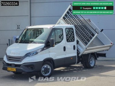 Iveco Daily 35C21 3-Zijdige Kipper Dubbel Cabine 210PK 3.0L Dubbellucht 3,5t Trekhaak ACC Airco LED Camera CarPlay Euro6 Tipper Benne Kieper Dreiseitenkipper 2m3 Airco