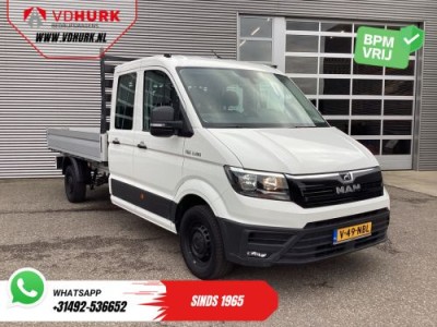 MAN TGE 3.180 DSG Aut. DC Dubbel Cabine BPM VRIJ! Open Laadbak 350x203/ 7 Pers./ Carplay/ Trekhaak/ Cruise/ 2.8t Trekverm./ Airco/ Pick Up