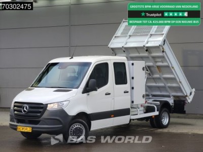 Mercedes-Benz Sprinter 514 CDI Dubbel Cabine Kipper met Kist Dubbellucht 3,5t Trekhaak Airco Cruise Euro6 Tipper Benne Kipper DC Doka Airco Trekhaak Cruise control