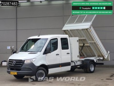 Mercedes-Benz Sprinter 514 CDI Kipper met Kist Dubbel Cabine Dubbellucht 3,5t Trekhaak Airco Cruise Euro6 Kieper Tipper Benne Airco Trekhaak Cruise control