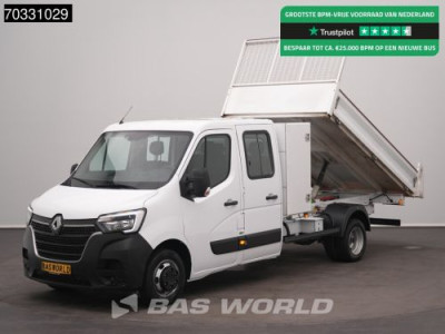 Renault Master 130PK Dubbel Cabine Kipper met Kist Dubbellucht 3,5t Trekhaak LED Airco Cruise Euro6 Tipper Benne Kieper Airco Trekhaak Cruise control