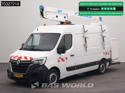Renault Master 145PK Hoogwerker 12m Werkhoogte L2H2 Trekhaak LED Airco Cruise Camera Werkplaatsinrichting Euro6 Hubarbeitsbühne Arbeitsbühne Nacelle Airco Trekhaak Cruise control